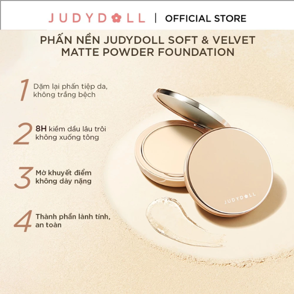 Phấn nền Judydoll Soft & Velvet Matte Powder Foundation 4G